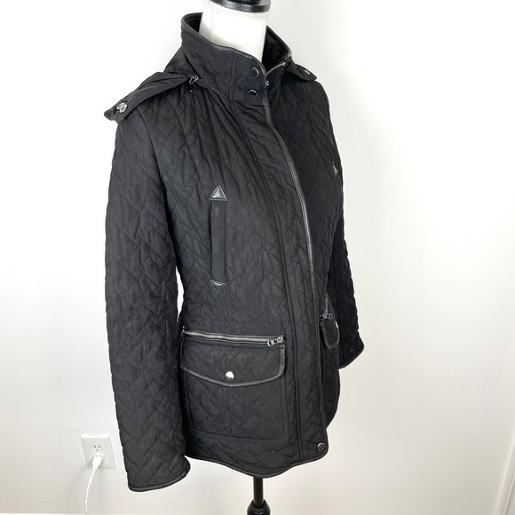 Cole Haan Quilted Hooded Lightweight Jacket In Black Size XS - Picture 7 of 13